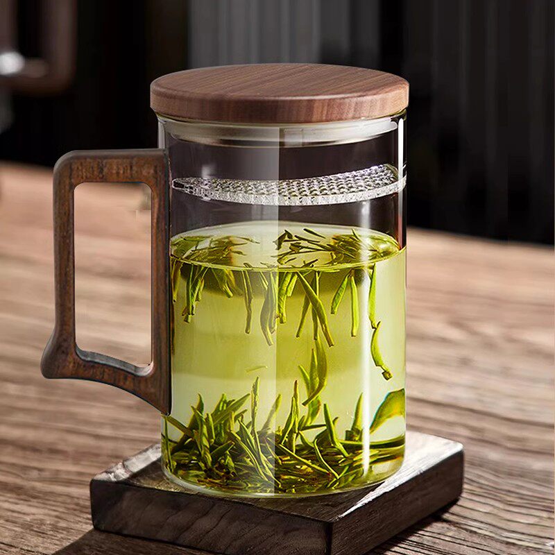 玻璃茶杯过滤茶水分离耐高温绿茶杯办公室泡茶专用茶杯月牙杯杯子