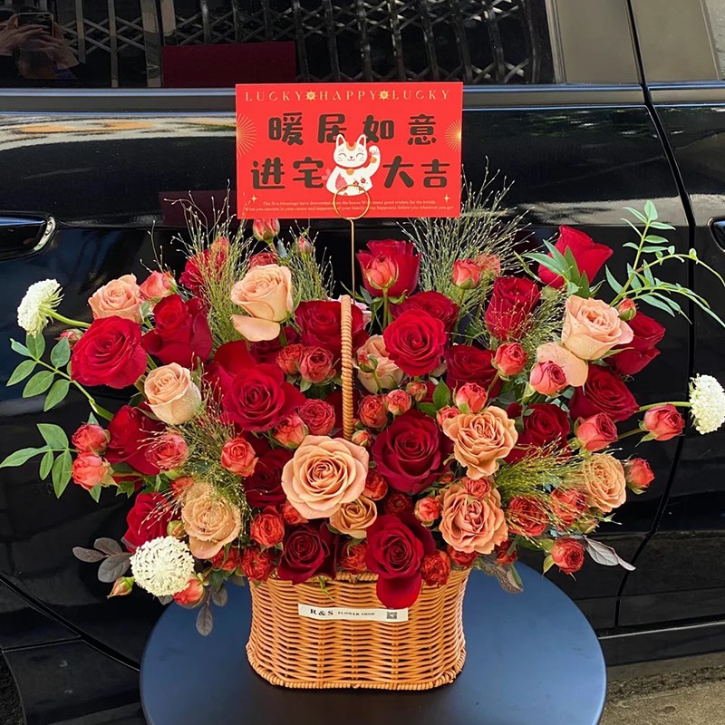 手提花篮乔迁开业玫瑰花向日葵鲜花束全国速递同城生日北京送花店