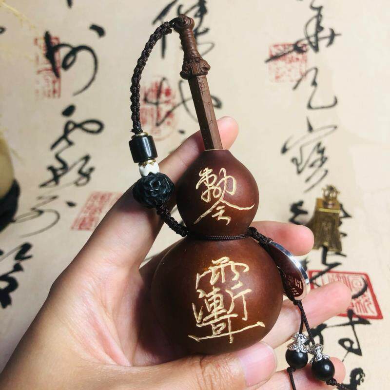 养剑葫芦手工雕刻定制紫薇讳桃木剑天然葫芦开口手把件挂件文玩