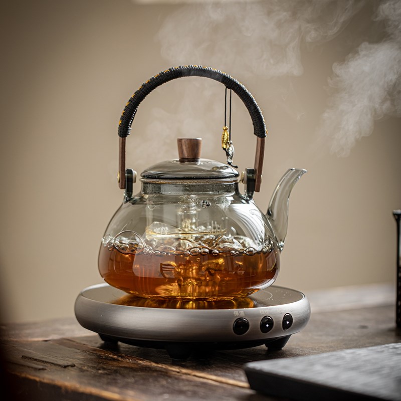 高档玻璃提梁壶电陶炉蒸煮茶壶加热烧水壶家用陶壶茶具煮茶器套装