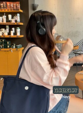 IAC自制 浓绀色/百利甜 通勤休闲上课包托特尼龙拉链单肩手提包袋