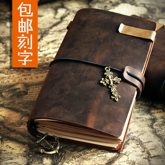 牛皮笔记本 旅行手帐 手工日记本复古记事本子创意记录定制手账本