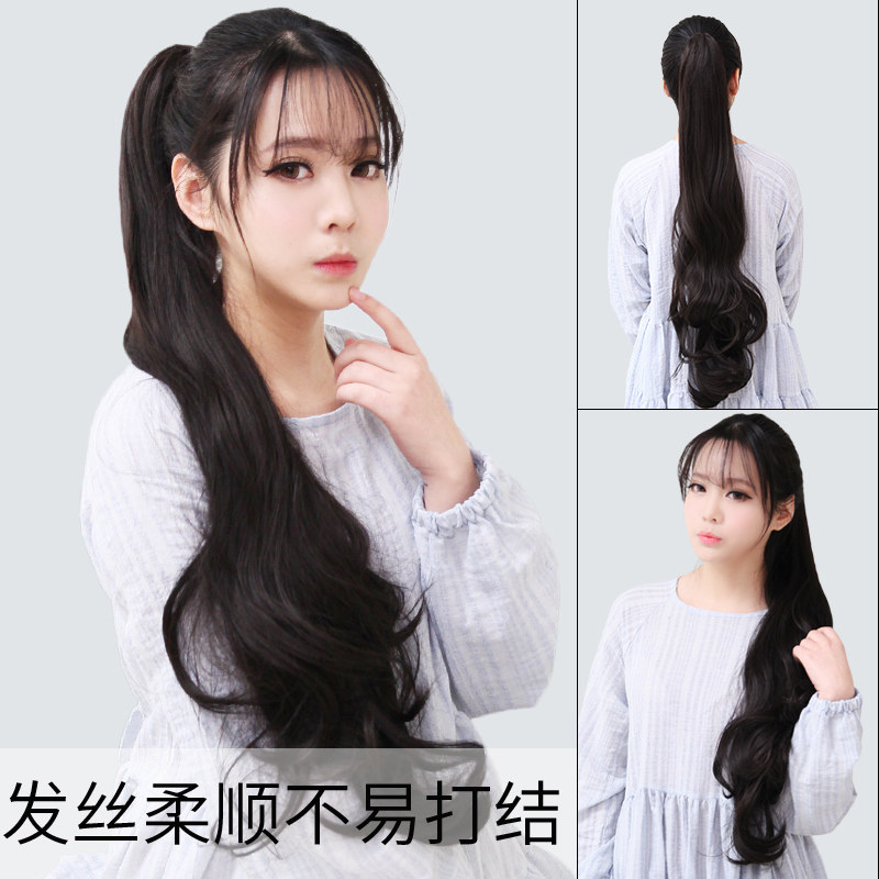 假发马尾女大波浪长发高梨花卷抓夹式蓬松自然短发片长卷发假辫子