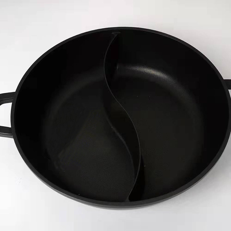 复底铝合金鸳鸯火锅电磁炉通用不粘锅饭店商用双格麻辣水煮鱼蛙锅
