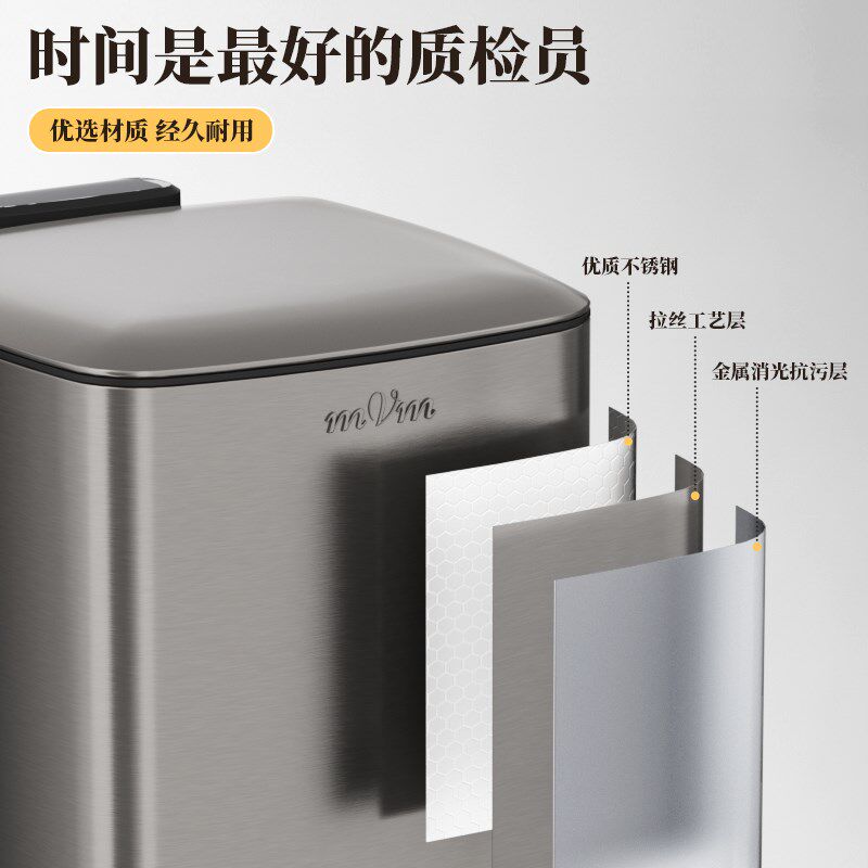 家用轻奢垃圾桶大号大容量2025新款高颜值不锈钢带盖脚踏客厅厨房