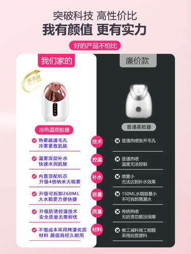 冷热双喷蒸脸仪纳米补水喷雾器面脸部家用蒸汽机美容院专用蒸脸器