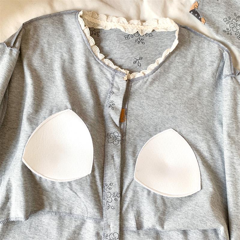 产妇待产裙两件套带胸垫秋季大码月子服孕妇睡衣医院内检哺乳睡裙
