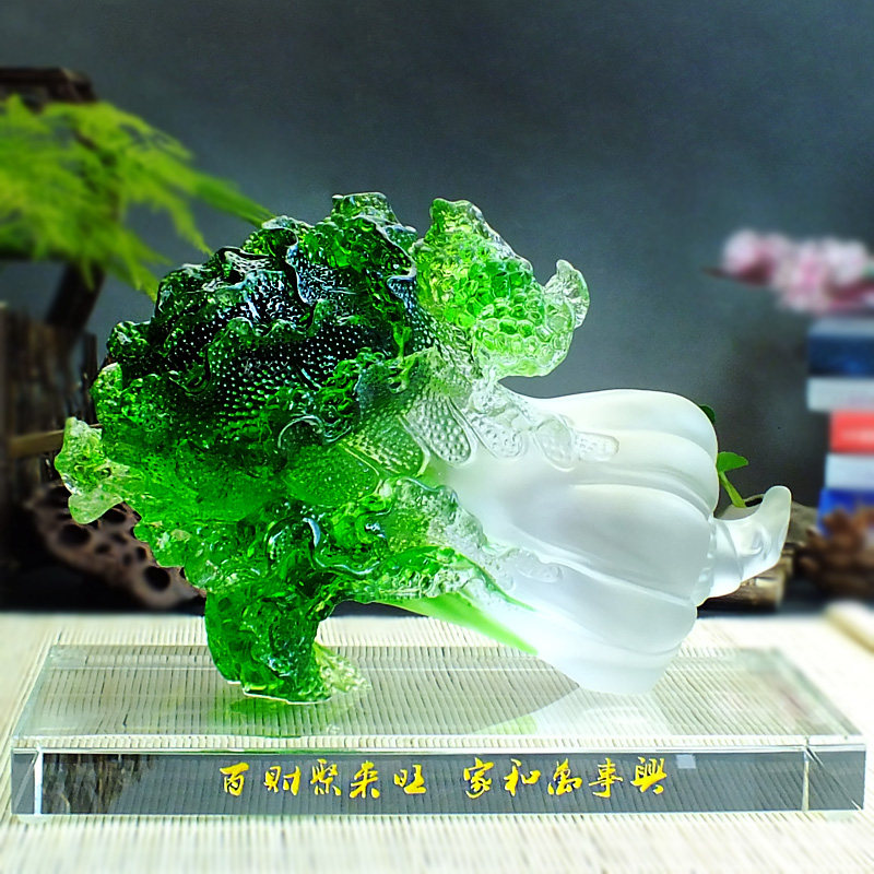 琉璃百财如意玉白菜摆件新店开张服装店开业礼物高档门市招财饰品