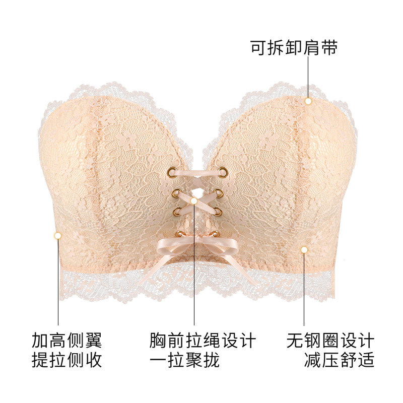 抹胸无肩带内衣女小胸聚拢薄款防滑裹胸美背婚纱隐形文胸罩夏季
