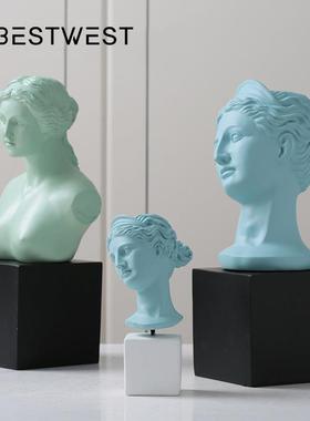 Best west 北欧维纳斯圣母半身像人物雕塑树脂素描雕像工艺品摆件