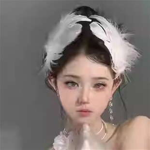 新娘婚纱芭蕾h网红主播发饰羽毛额式额链流苏仙女精灵仙子头饰甜