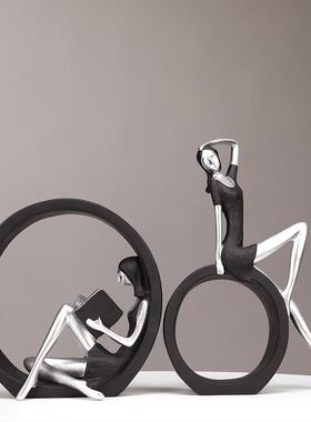 北欧黑白家居饰品艺术摆件轻奢高档高级感小众客厅电视柜酒柜装饰