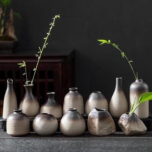 陶粗陶花瓶復(fù)古手工日簡約花插陶瓷花器茶具擺件水培陶藝小花瓶