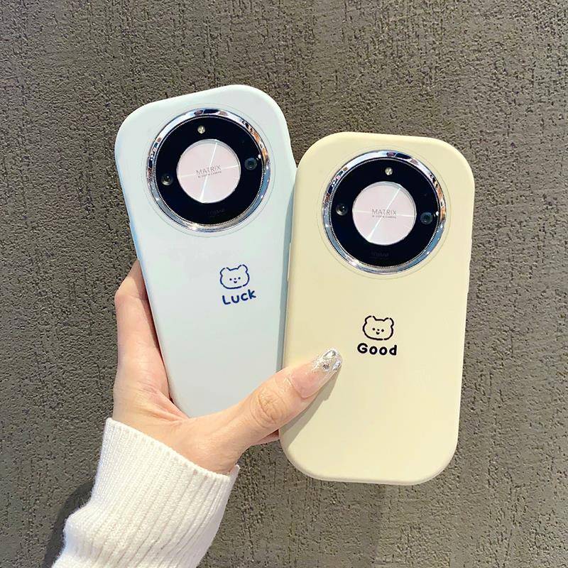 适用华为mate60pro+手机壳mt50e简约MATE40epro银镜胖墩30纯色P60新款P50E高级感P40PRO防摔保女护套卡通小熊