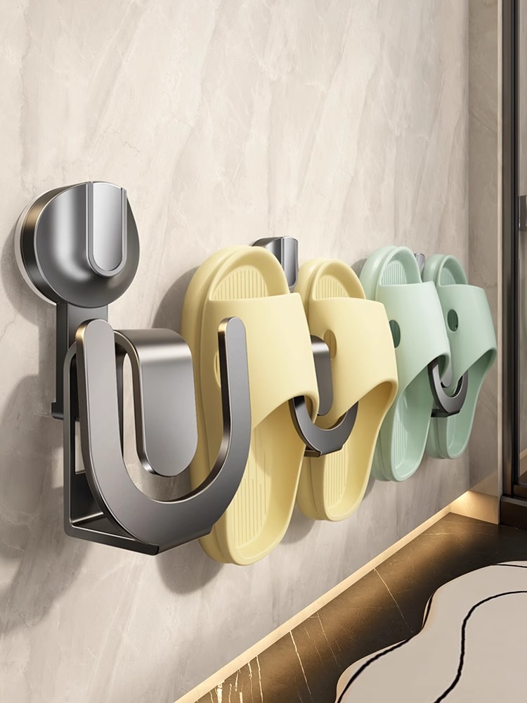 日本浴室拖鞋架免打孔挂钩卫生间拖鞋挂架厕所门后吸盘置物架壁挂
