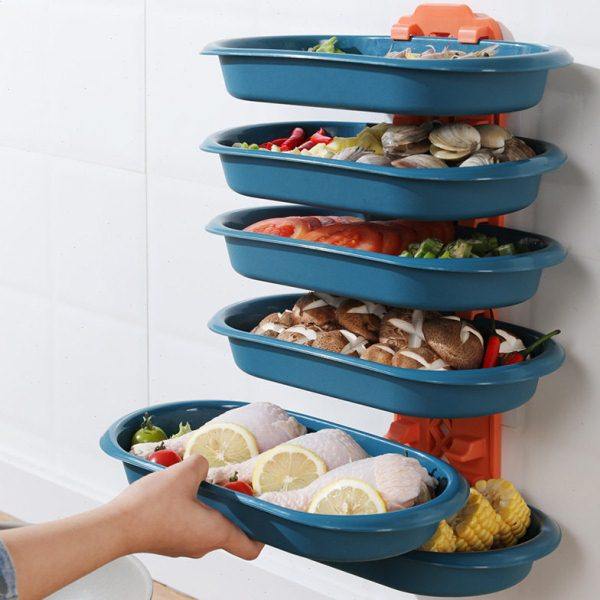 厨房多功能配菜餐盘 壁挂式多层托盘备菜盘 免打孔蔬菜沥水置物架,厨房/烹饪用具,果蔬置物架/篮/框,淘宝优惠券,粉丝福利购,淘宝优惠卷