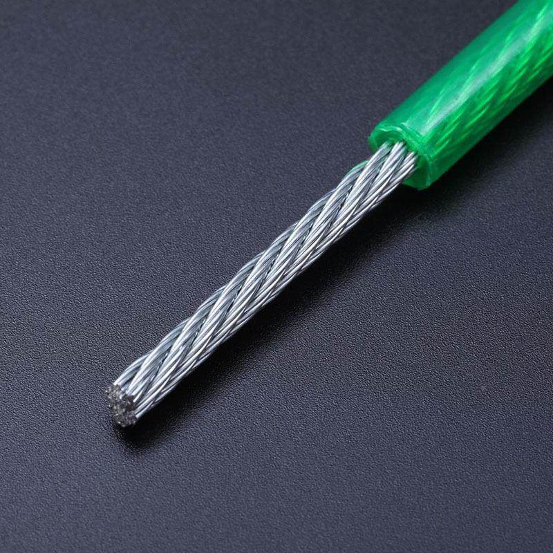 绿C皮包907塑钢丝绳 涂钢塑丝绳带皮PV钢晾丝绳包胶衣绳