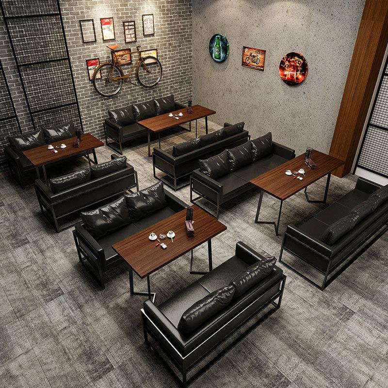 工店风卡座沙发奶茶店餐厅咖啡厅烧业烤983主题音乐吧铁艺椅桌组