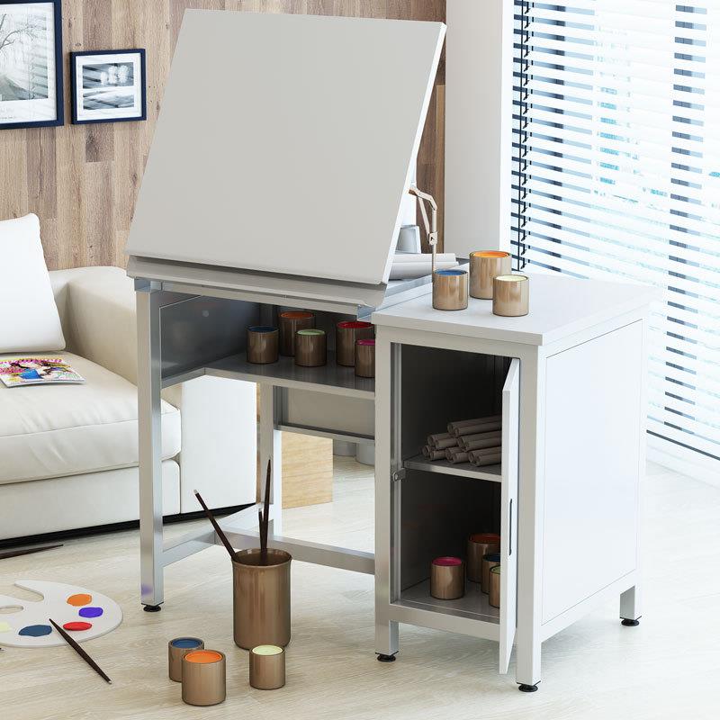 折叠图桌工作台带柜绘专师书业制图27桌绘画桌架设计画案画桌