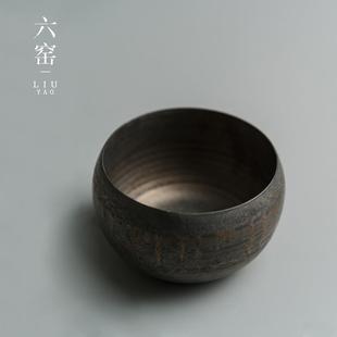 茶道建水 鎏金粗陶茶洗小号杯洗笔洗家用陶瓷水盂茶渣斗铁锈釉日式