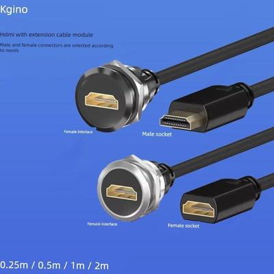 圆形HDMI高清数据线扩展插座模块直通母对母带电缆适配器母对公面