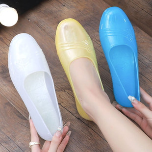 泥水工地工作鞋 女士果冻单鞋 短筒雨鞋 外穿时尚 防水防滑透明水晶鞋