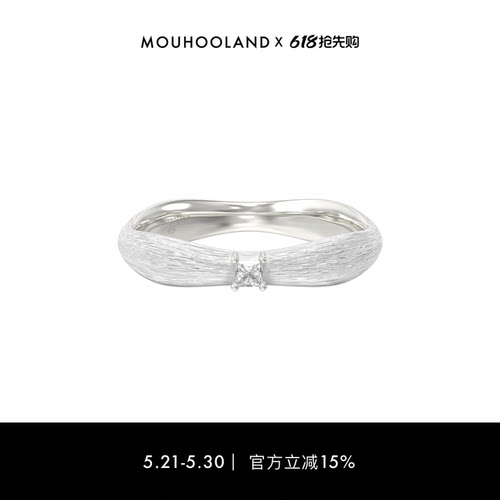 Mouhooland/暮后之地拉丝波浪戒指原创设计925银手工拉丝食指戒