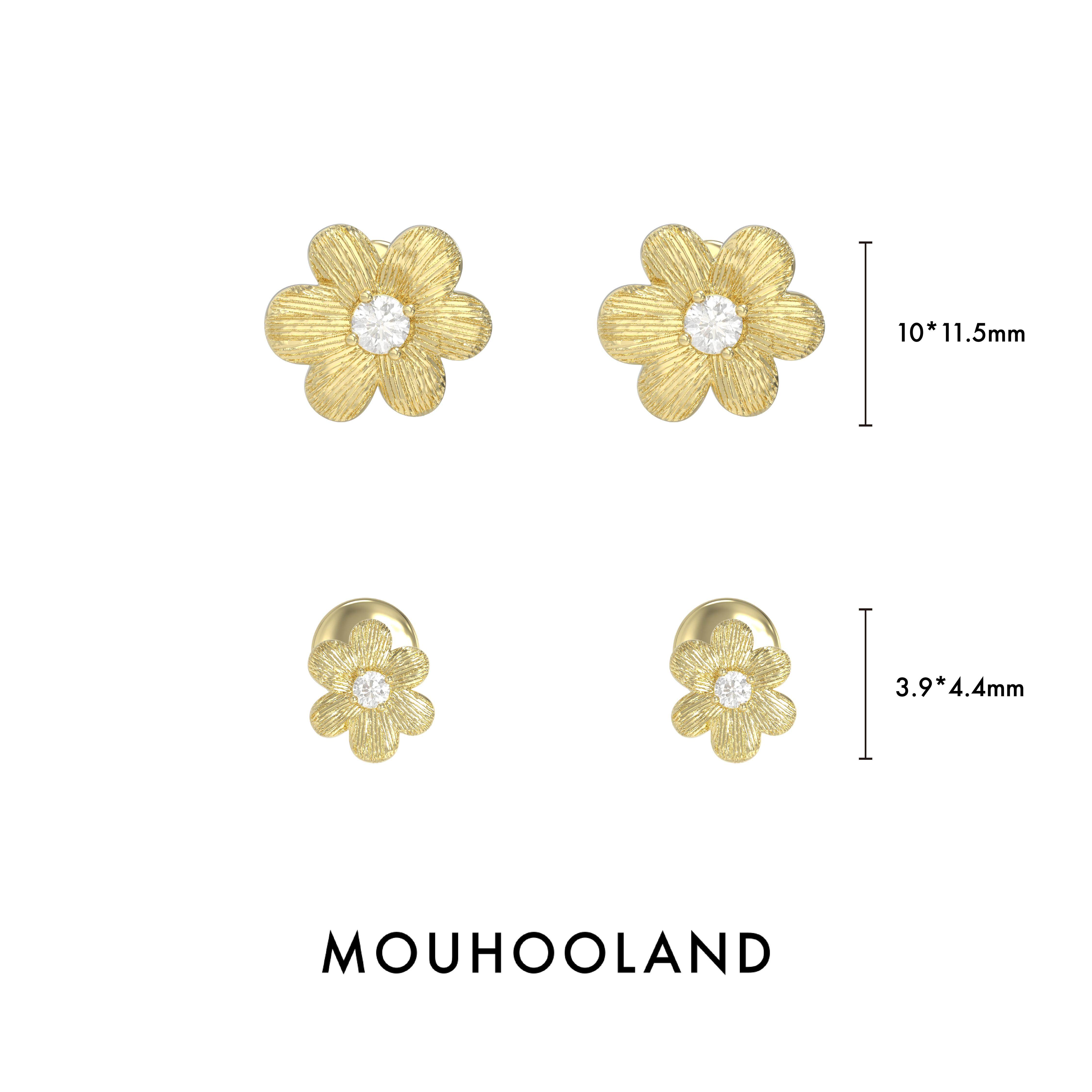 Mouhooland/暮后之地蕾丝系列蕾丝小花花耳钉原创设计小众耳钉