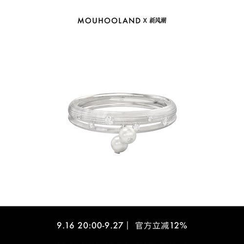 Mouhooland/暮后之地珍珠雨拉丝细戒原创设计925银手工拉丝食指戒