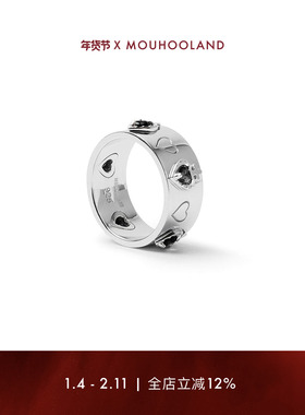 Mouhooland/暮后之地黑曜之心戒指925银情侣款食指戒小众设计指环
