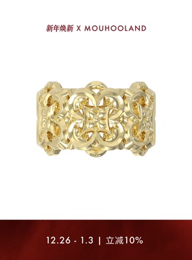 Mouhooland/暮后之地金色巴洛克戒指情侣款食指戒小众设计指环ins