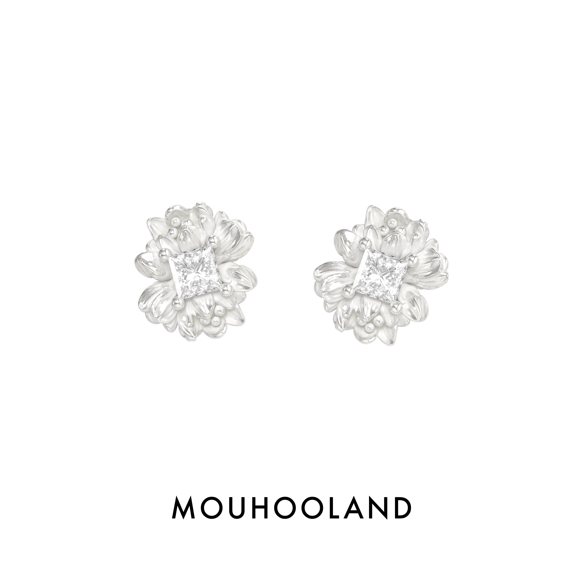 Mouhooland/暮后之地新艺术系列花簇耳钉925银针耳饰小众设计情侣图片