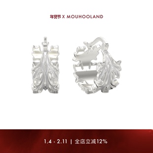 Mouhooland/暮后之地巴洛克茛苕叶耳环925银针耳饰小众设计耳钉