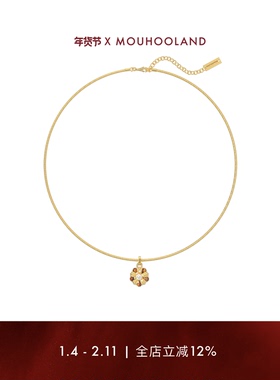 Mouhooland/暮后之地杏花系列虎眼石杏花编织项链金色小众设计