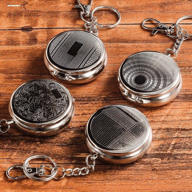 不锈钢烟灰缸个性车载带盖创意金属随身烟灰盒迷你便携防风小烟缸