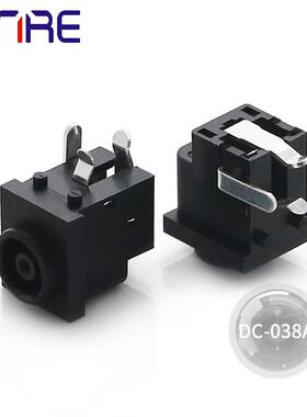 DC-038A三脚笔记本显示器电源插座母座黑色小大孔无线电话插头30V