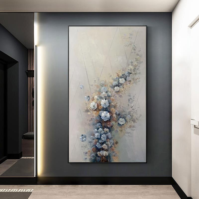 纯微喷晶瓷新中式花卉挂画古典主义装饰画玄幻竖版壁画设计师清新图片