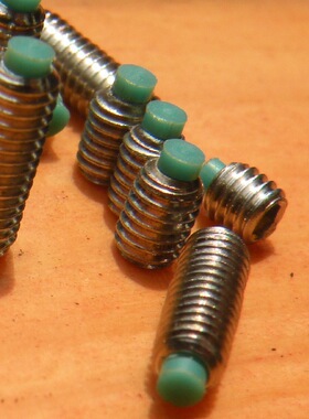 绿色尼龙头柱端机米螺丝,绿色尼龙头顶丝,绿色胶头凸尾无头螺丝