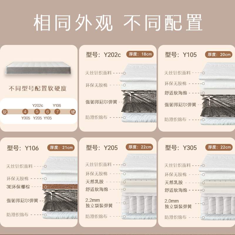 租房民宿家用弹簧床垫硬垫 护脊护腰环保椰棕床垫20cm厚