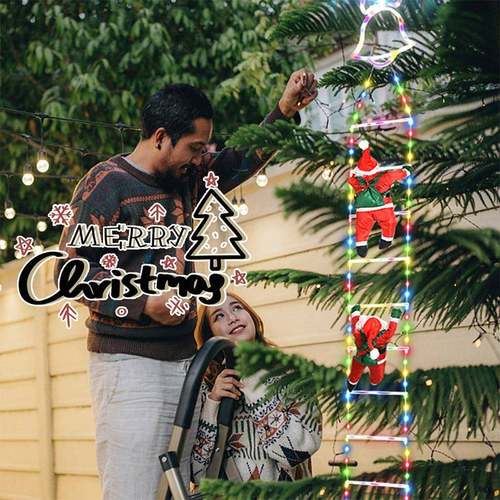 圣诞防水灯串梯子灯户外发光圣诞老人庭院装饰屋檐悬挂吊灯