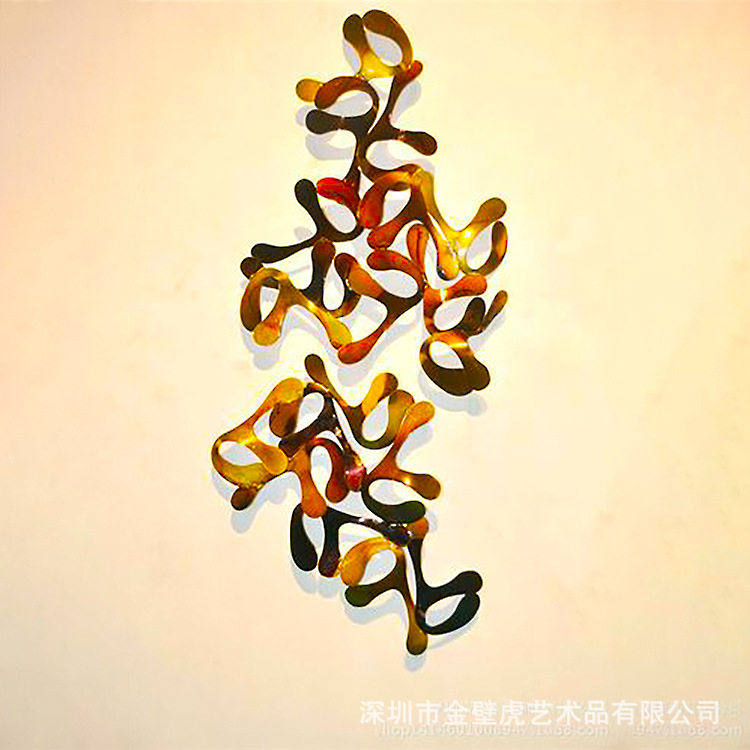 创意金属字母F壁挂 不锈钢电镀壁饰 铁艺荷叶墙饰 综合材料装饰画