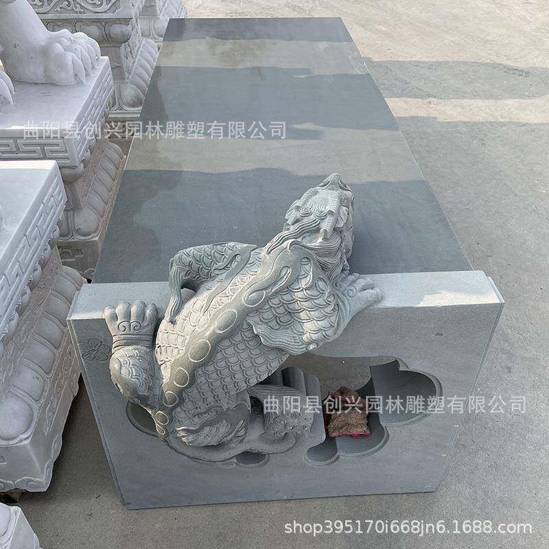 曲阳石雕办公室大理石茶桌茶台荷花莲花吸水兽茶盘神兽茶几长方桌