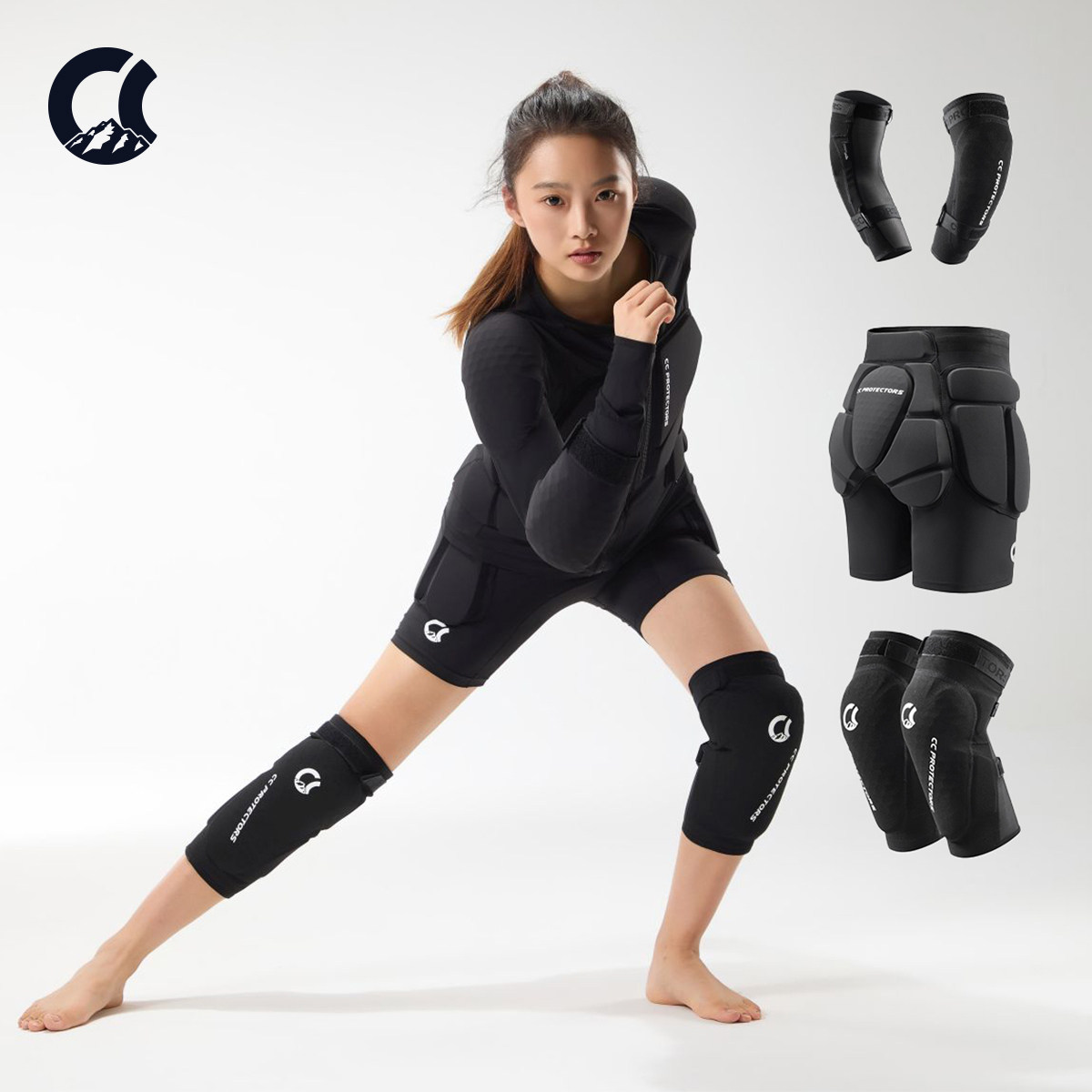 CCP滑雪护具珠峰护臀护膝护肘专业防护男女内穿修身贴合耐磨防摔