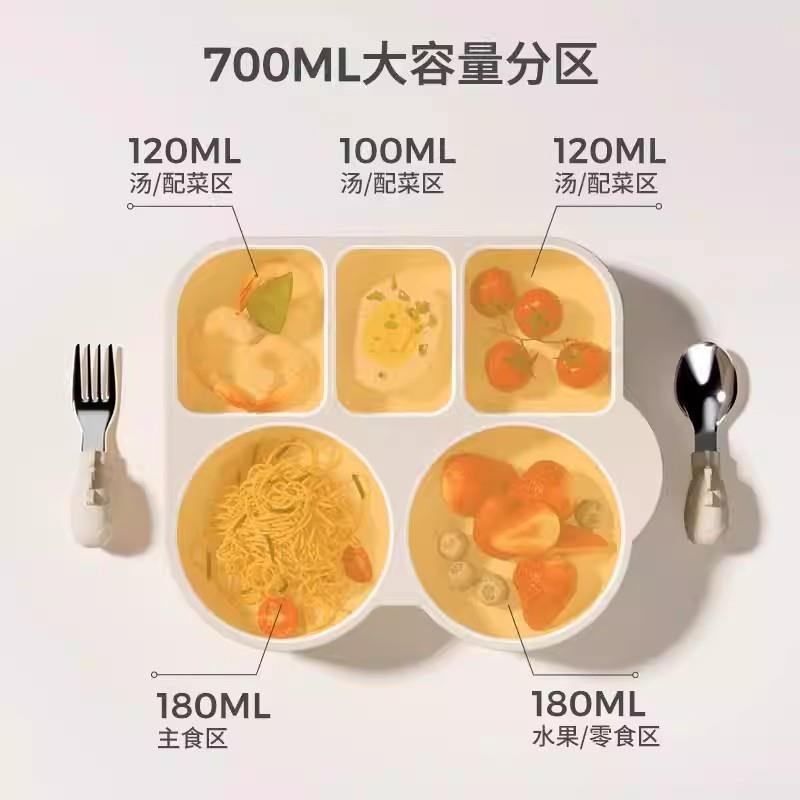 英国宝宝餐盘儿童餐具套装婴儿吃饭专用分格辅食碗吸盘硅胶碗