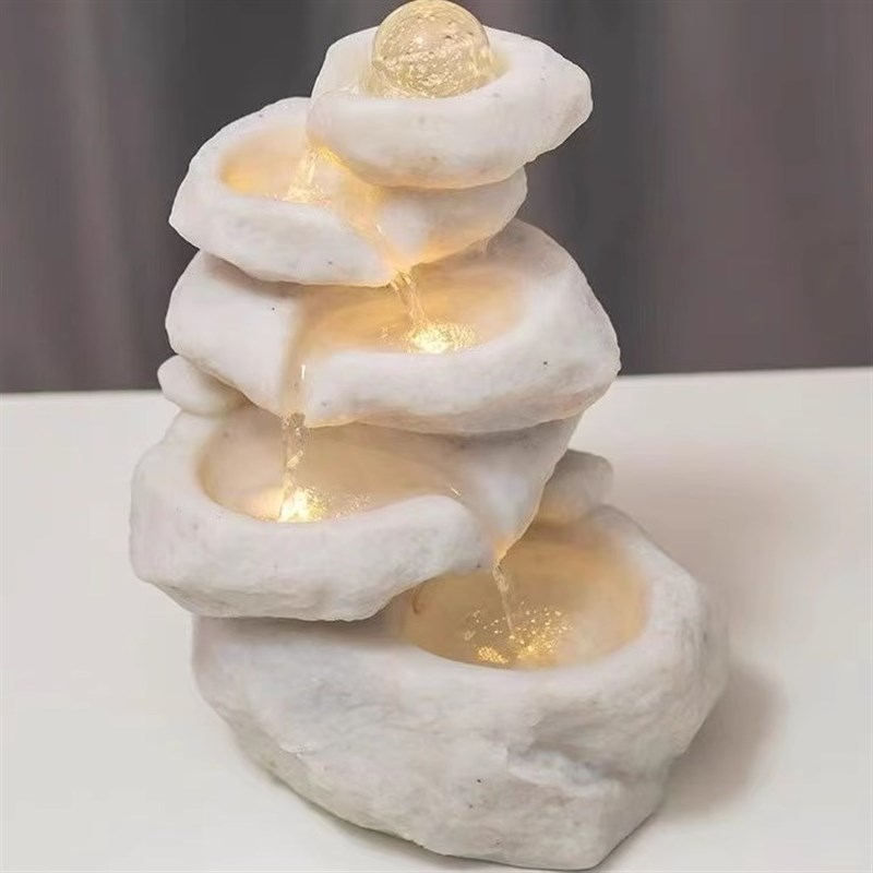 现代简约桌面装饰喷泉招财假山循环水晶球轮流水摆件风水聚财景观