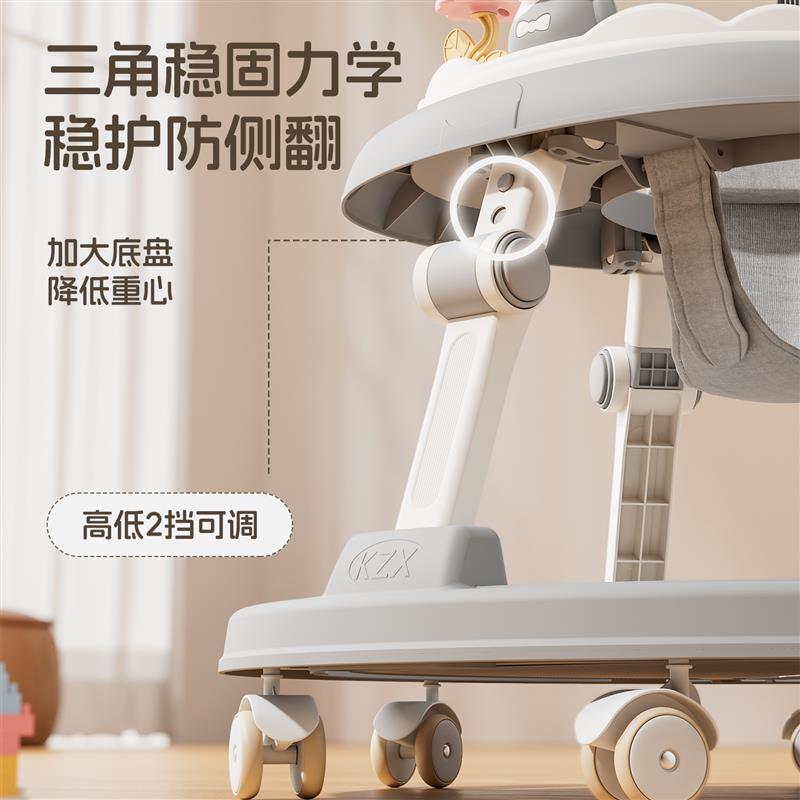 婴儿学步车防侧翻一键折叠6-18多功能音乐带靠背早教宝宝助步车