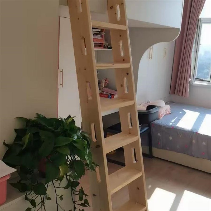 木梯子上下铺寝室梯子儿童高低床家用直梯扶手梯实木阁楼爬梯单卖