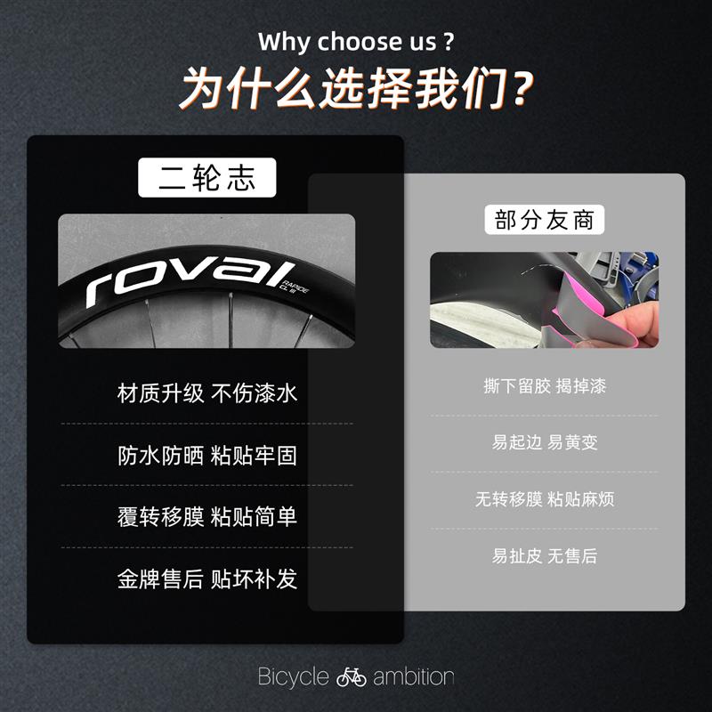 适用于闪电ROVAL RAPIDE CL3公路车轮组贴纸轮毂防水装饰夜光贴膜