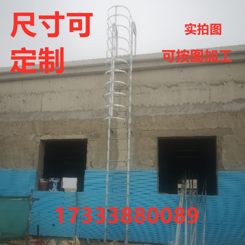 订制安全爬梯护笼镀锌钢爬梯钢管梯防腐攀爬直梯铁梯女儿墙梯子