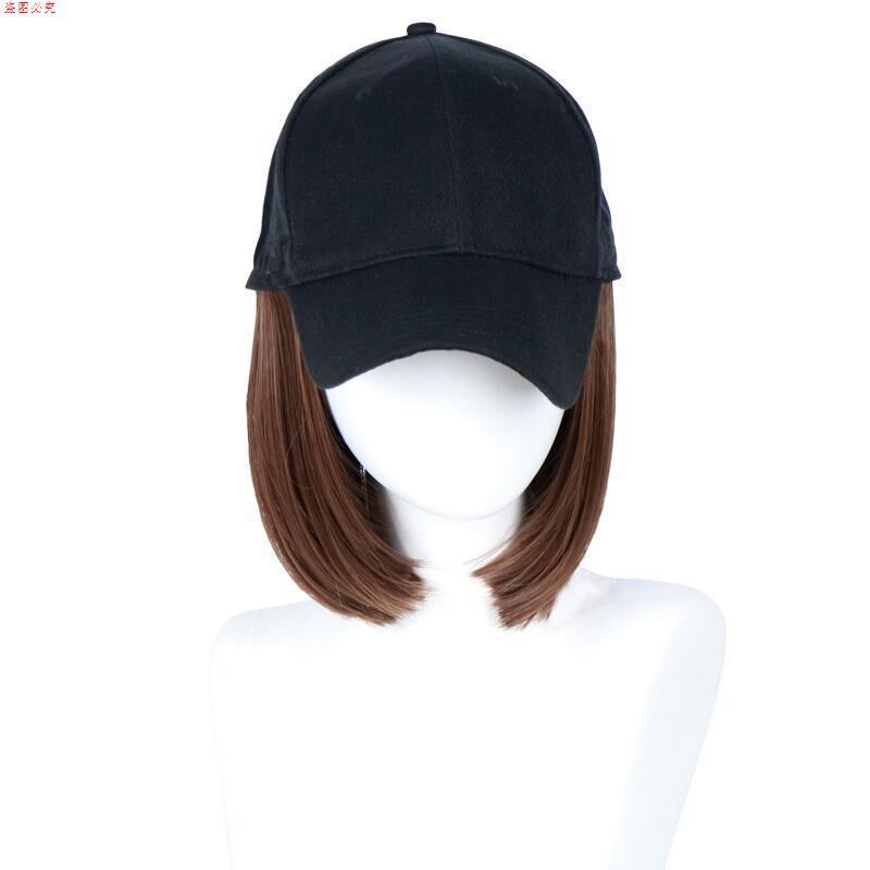 2024新款短发一体时尚连帽化疗后女士假发棒球帽带假发的帽子女款